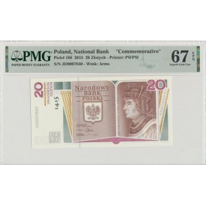 III RP, 20 złotych 2015 - Jan Długosz - PMG 67EPQ