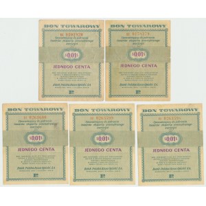 Pewex, Gift Certificate, 1 cent 1960 BI - set of 5 pieces