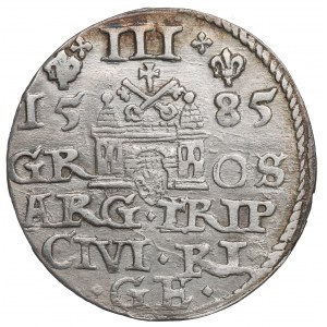 Stefan Batory, Trojak 1585, Ryga - duża głowa