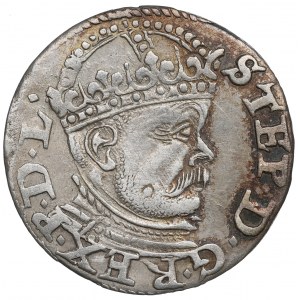 Stefan Batory, Trojak 1585, Ryga - duża głowa