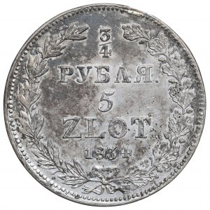 Ruské dělení, Mikuláš I., 3/4 rublu = 5 zlatých 1834, Petrohrad