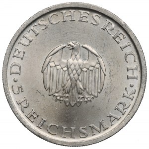Německo, Výmarská republika, 5 marek 1929 D, Gotthold Ephraim Lessing