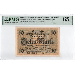 Memel (Kłajpeda) 10 marek 1922 - PMG 65 EPQ