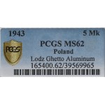 Lodžské ghetto, 5 známek 1943 - PCGS MS62