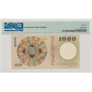 PRL, 1000 złotych 1965 - SPECIMEN / WZÓR - A 0000000 - PMG 65 EPQ