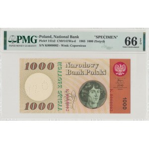 PRL, 1000 złotych 1965 - WZÓR JAROSZEWICZA - K 0000002 - PMG 66 EPQ