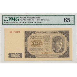 People's Republic of Poland, 500 gold 1948 AC - PMG 65 EPQ