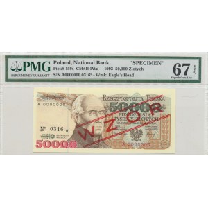 50000 PLN 1993 A - MODEL - PMG 67 EPQ.