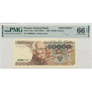 PRL, 50000 złotych 1989 T - WZÓR - PMG 66 EPQ