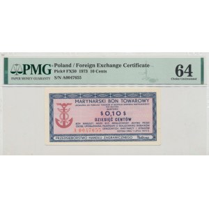 PRL, Bon Baltona, 10 centów 1973 - PMG 64