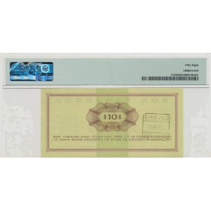 Pewex, Bon Towarowy, 10 dolarów 1969 - FF - PMG 58