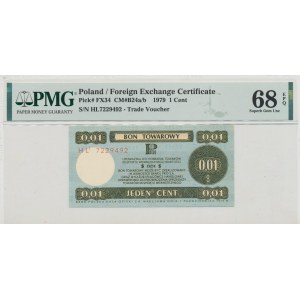 Pewex, dárkový certifikát, 1 cent 1979 - HL - PMG 68 EPQ