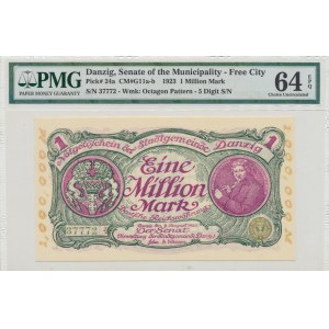 WMG, 1 milion marek 1923 pětimístné číslování - PMG 64 EPQ