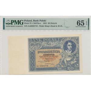 II RP, 20 złotych 1931 AA - PMG 65 EPQ