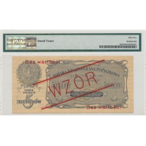 II RP, 5 mln marek polskich 1923 A 123456 - WZÓR - PMG 55