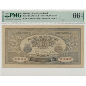 II RP, 250,000 Polish marks 1923 CM - PMG 66 EPQ