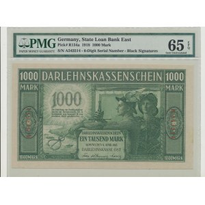 Kowno, 1000 marek 1918 - 6 cyfrowa numeracja - PMG 65 EPQ