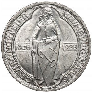 Německo, Výmarská republika, 3 značky 1928 Naumburg