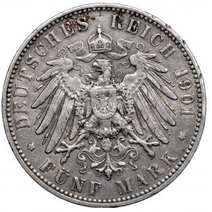Germany, Saxony, 5 mark 1901