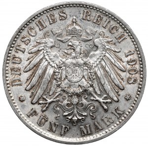 Německo, Württembersko, 5 značek 1908
