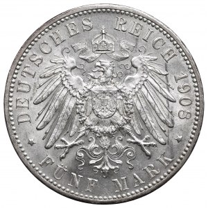 Germany, Wirtemberg, 5 mark 1908