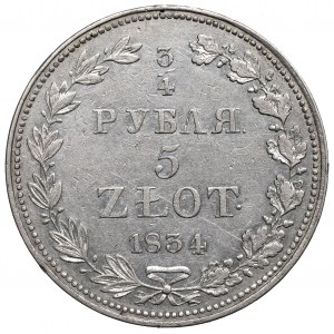 Ruské dělení, Mikuláš I., 3/4 rublu=5 zlotých 1834, Varšava