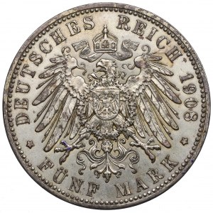 Germany, Saxony, 5 mark 1908