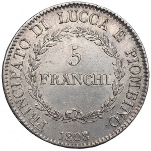 Itálie, Republika Lucci, 5 franchi 1808