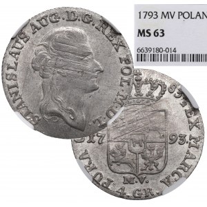 Stanislav August Poniatowski, zlatá mince z roku 1793 - NGC MS63