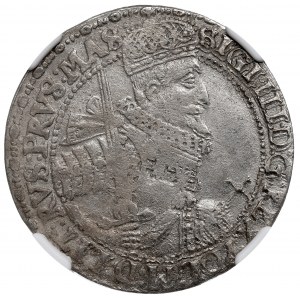 Zikmund III Vasa, Ort 1621, Bydgoszcz PRVS MAS - raritní štít bez ornamentů NGC AU Podrobnosti