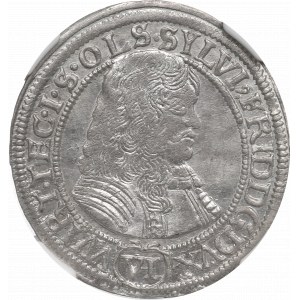 Schlesien, Duchy of Oels, Silvius Friedrich, 6 kreuzer 1674 - NGC MS64