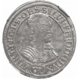 Slezsko, Olešnické knížectví, Sylvius Frederick, 6 krajcarů 1674 - NGC MS64
