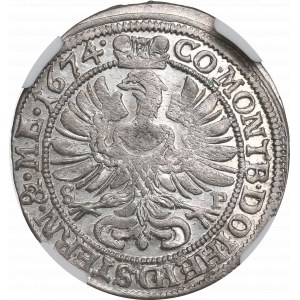 Schlesien, Duchy of Oels, Silvius Friedrich, 6 kreuzer 1674 - NGC MS64