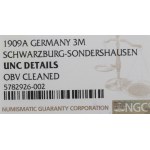 Německo, Schwarzburg-Sondershausen, 3 marky 1909 - NGC UNC Podrobnosti
