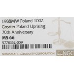 People's Republic of Poland, 100 gold 1988 Greater Poland Uprising - NGC MS66