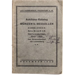 Leo Hamburger, Auktions-Katalog Münzen u. Medaillen - Sammlungen: Baron M. von R. in B., Eberhard von Claer
