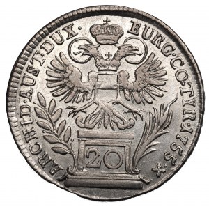 Rakúsko, Maria Theresa, 20 krajcars 1755, Viedeň