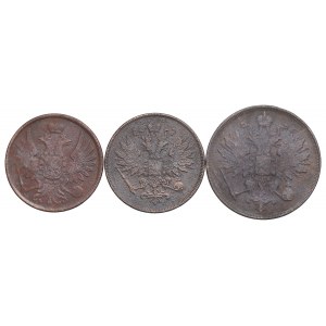 Russian partition, Alexander II, Set of 2-3 kopecks 1859-62, Warsaw