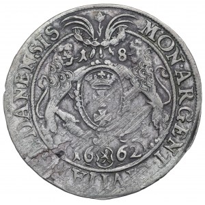 John II Casimir, 18 groschen 1662, Danzig - Lion in shield