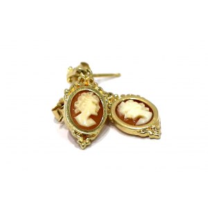 Europe, Author earrings with cameos - gold