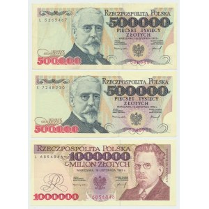 Set of banknotes 500,000 - 1 million 1993 (3 copies)