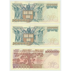Sada bankovek 500 000 - 1 milion 1993 (3 kusy)