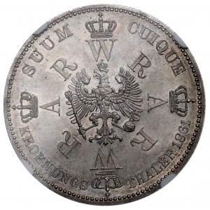 Německo, Prusko, korunovační tolar 1861 - NGC MS64