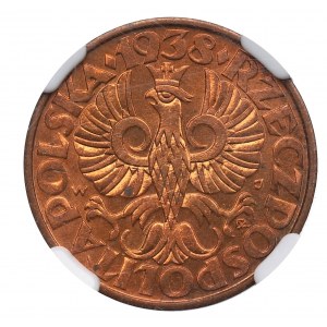 II Republic of Poland, 5 groschen 1938 - NGC MS63 RD