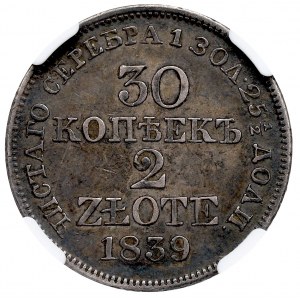 Poland under Russia, Nicholas I, 30 kopecks=2 zloty 1839 - NGC VF35
