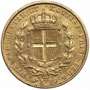 Itálie, Sardinie, 20 lir 1842