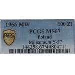 PRL, 100 zl. 1966 Mieszko i Dąbrówka - PCGS MS67