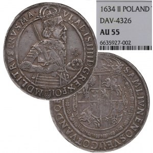 Vladislaus IV, Thaler 1634, Bromberg - NGC AU55