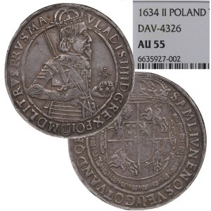 Władysław IV Waza, Talar 1634 Bydgoszcz - NGC AU55