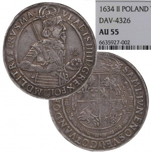 Władysław IV Waza, Talar 1634 Bydgoszcz - NGC AU55